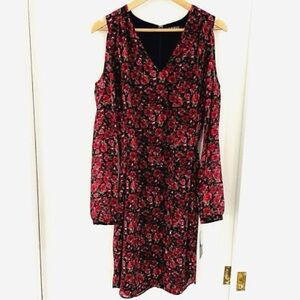 Ralph Lauren Red and Black Cold Shoulder Sheath Dress